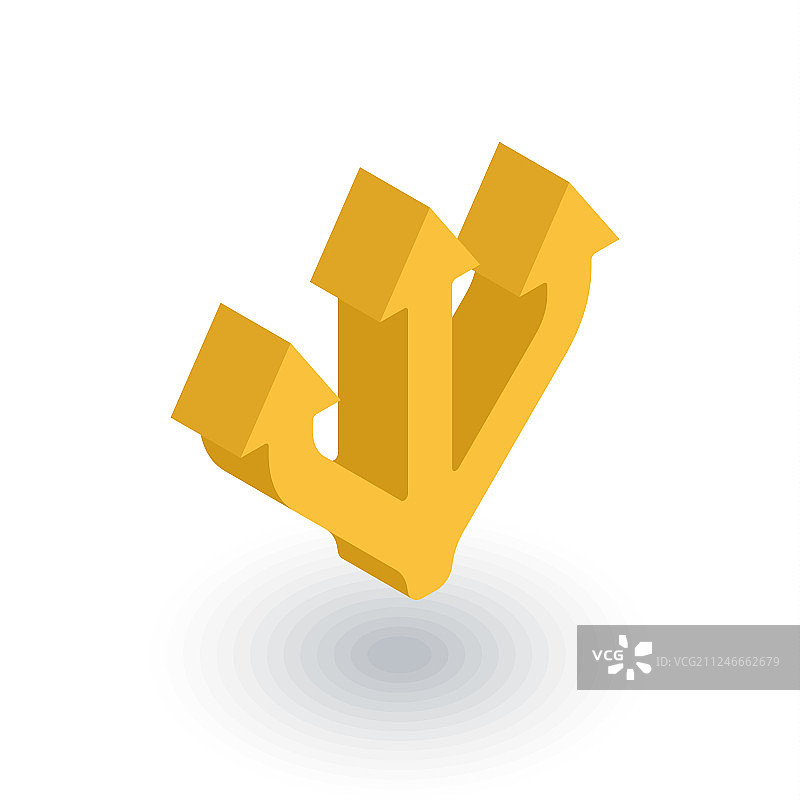 三岔路口分离2.5D扁平风格图标图片素材