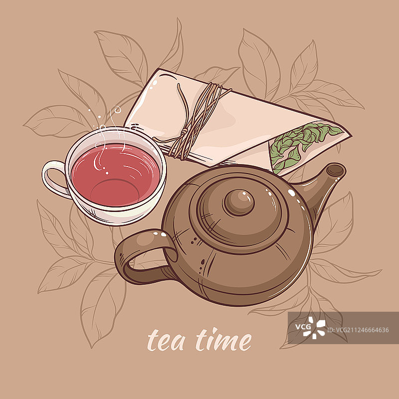 带一杯茶的茶壶图片素材