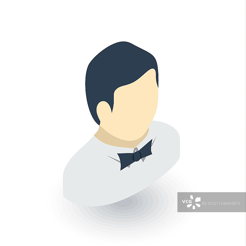系领结的侍者2.5D扁平风格头像图片素材