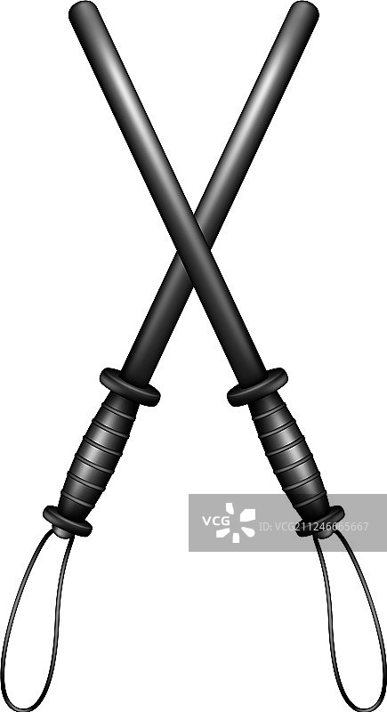 黑色设计的两根交叉警棍图片素材