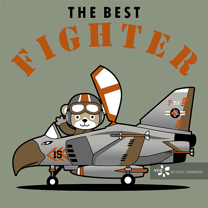 卡通喷气战斗机飞行员小熊图片素材