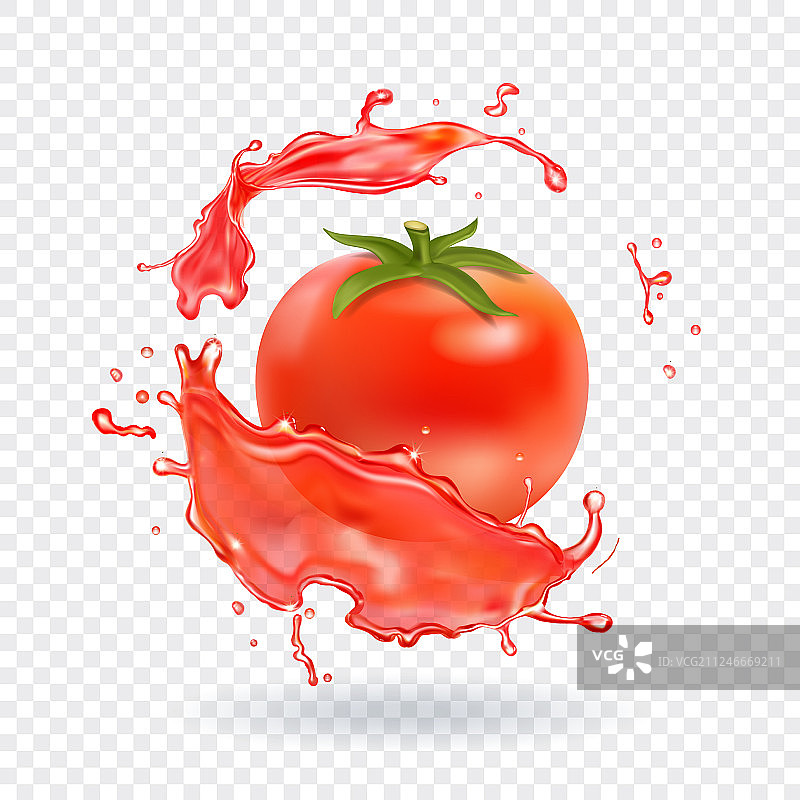新鲜番茄汁飞溅逼真图标图片素材