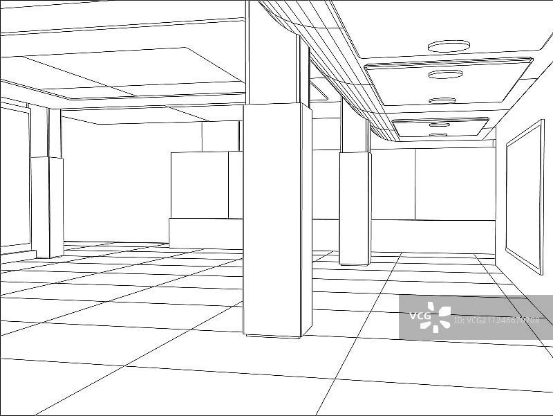 大厅轮廓草图图片素材