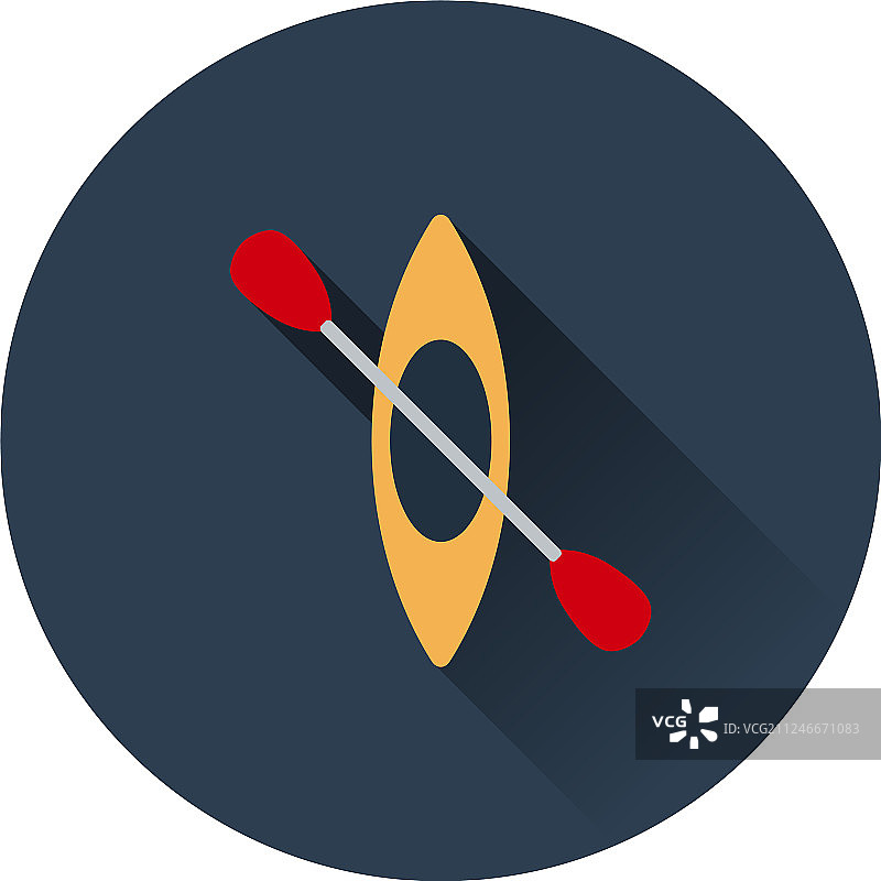 扁平风格皮划艇和船桨图标图片素材