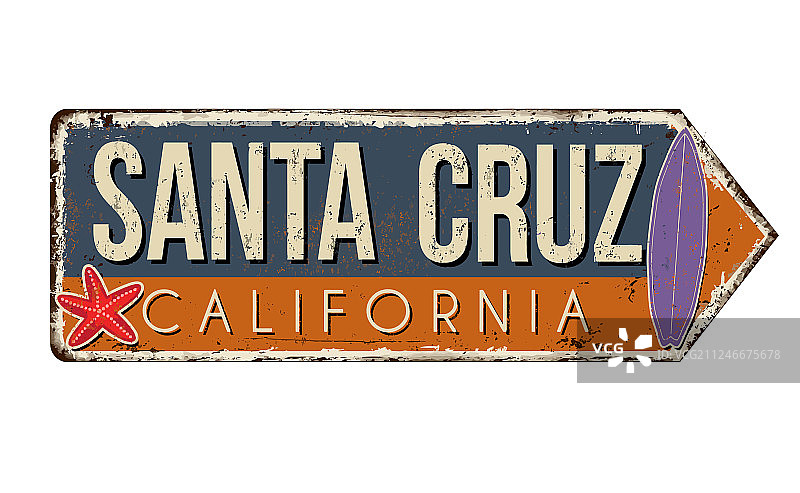 圣克鲁斯复古铁锈金属标志图片素材