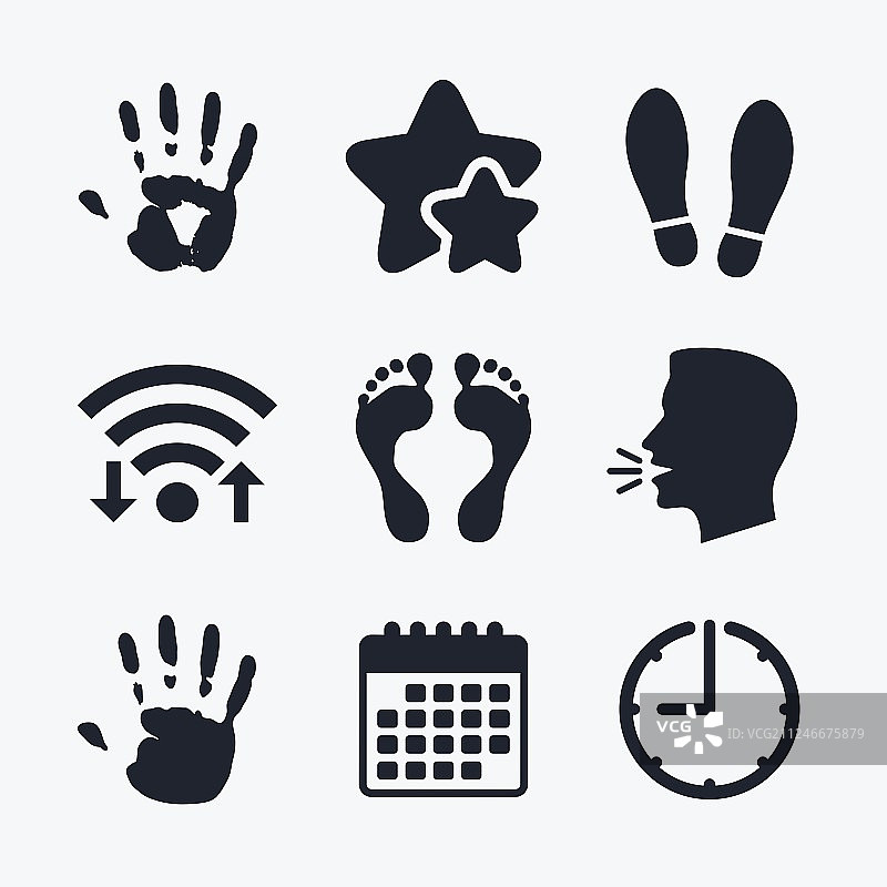 手和脚印图标，鞋子印记符号图片素材
