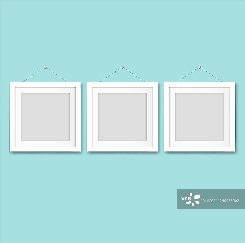 薄荷色背景上的黑色相框图片素材