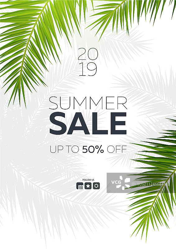 夏季热带棕榈叶促销banner图片素材