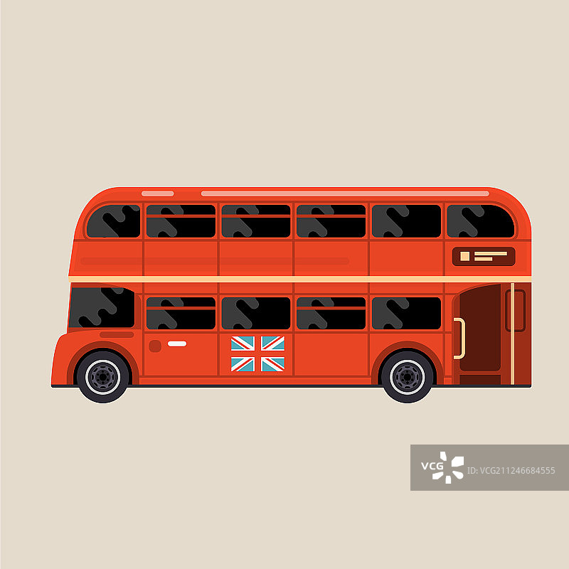 伦敦红色双层巴士侧视图图片素材
