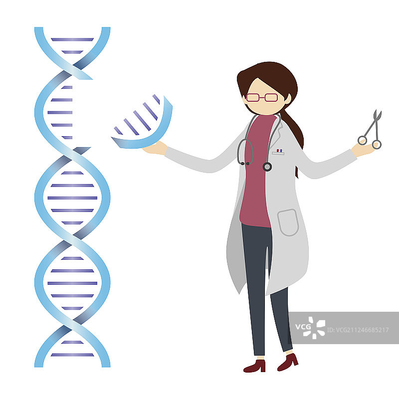 医疗人员使用手术剪刀做基因编辑技术图片素材