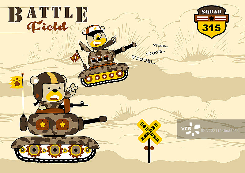 装甲车上的滑稽士兵卡通图片素材