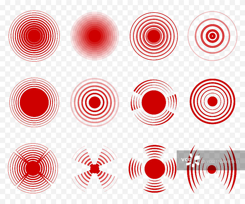 疼痛症状红色细线图标集图片素材