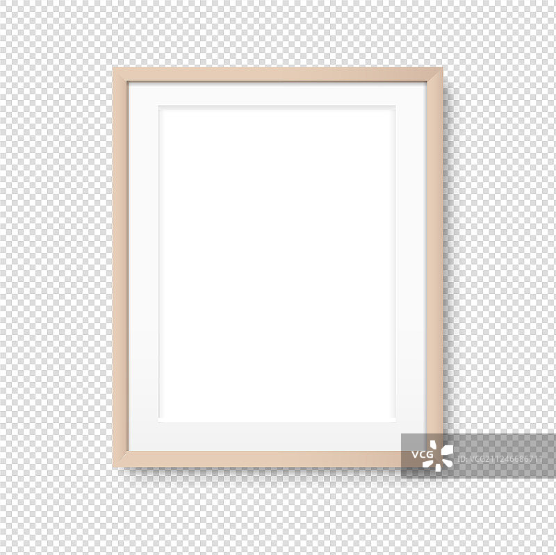 透明背景木质相框图片素材