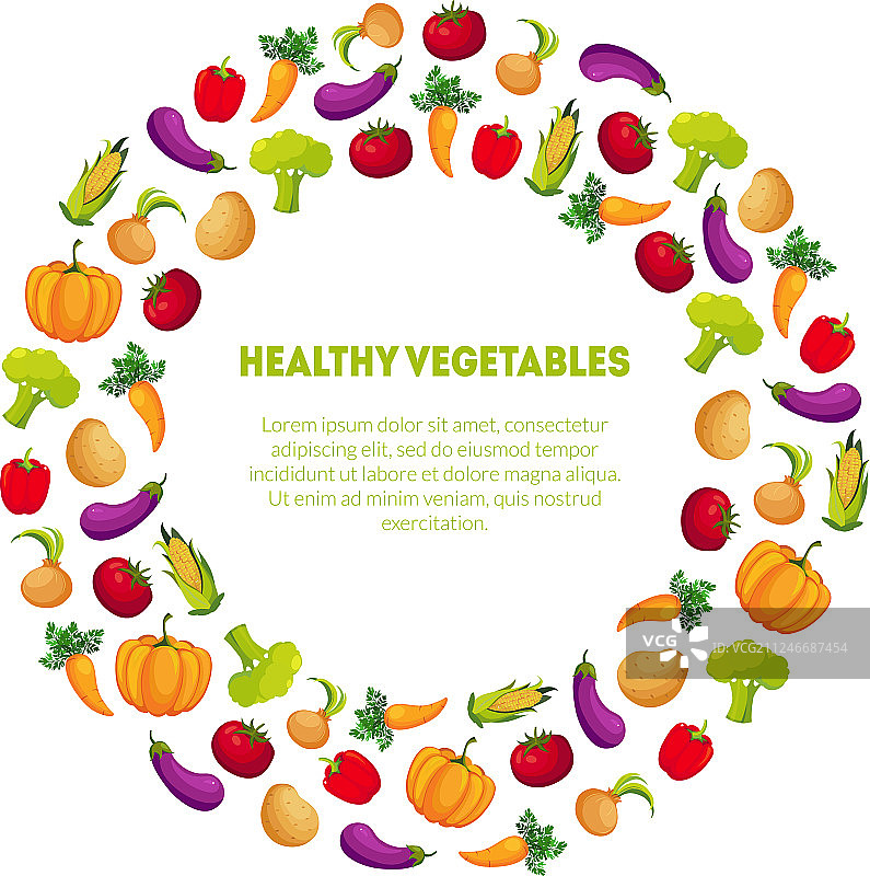 健康蔬菜banner模板圆形框架图片素材