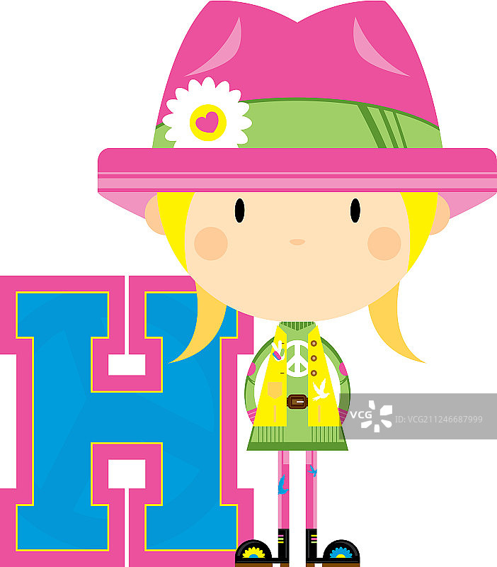 H代表嬉皮士图片素材