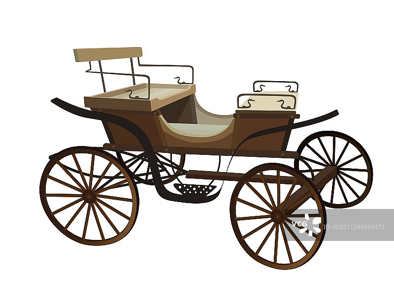 白色背景上孤立的马用旧货车图片素材