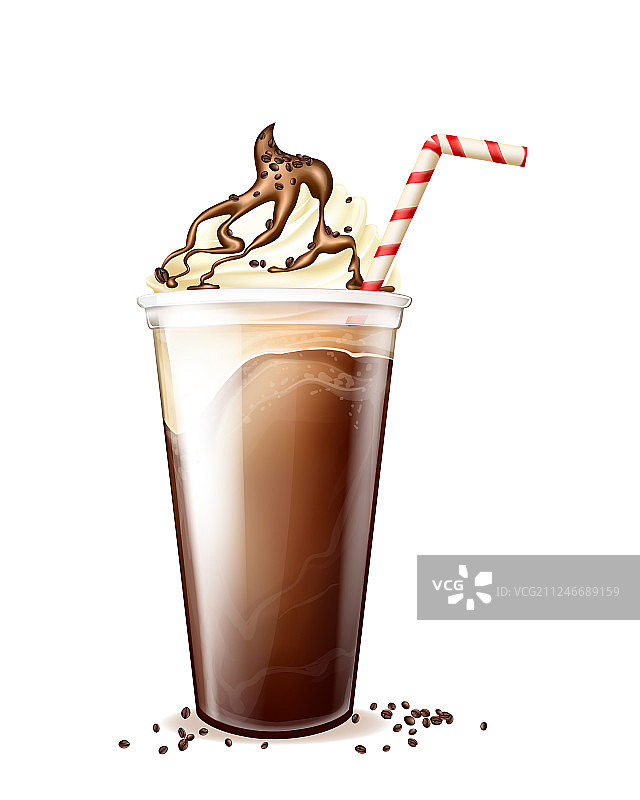 一次性塑料杯装冰沙咖啡图片素材