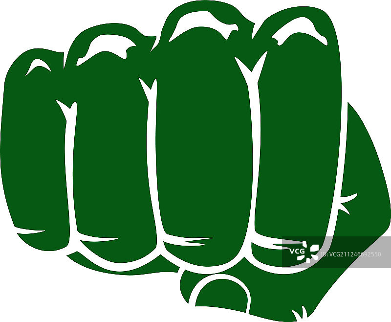 白色背景上的绿色拳头剪影图片素材