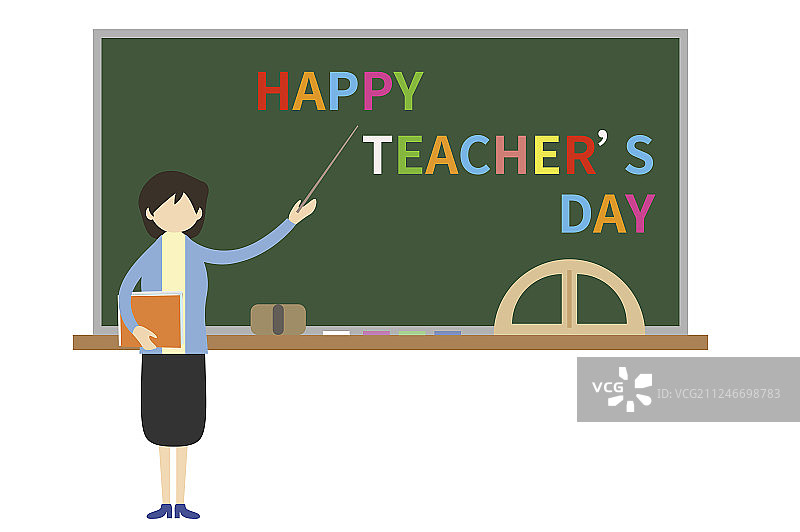 女老师在黑板上课教书图片素材