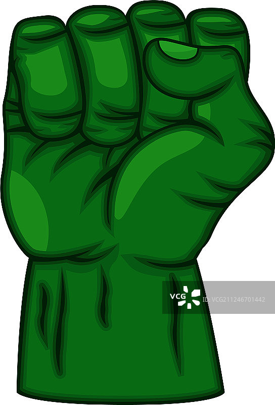 白色背景上的绿色超级英雄拳头标志图片素材