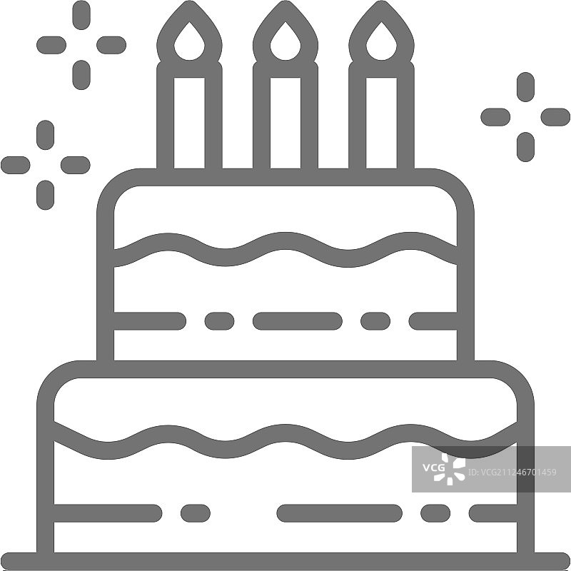 生日蛋糕节日甜点线性图标图片素材