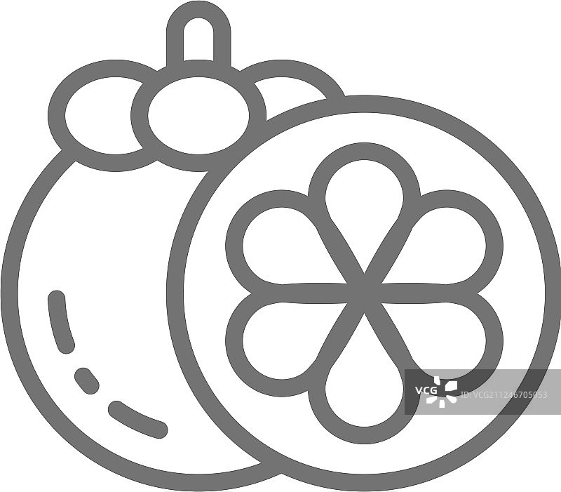 山竹热带水果异国食品线性图标图片素材