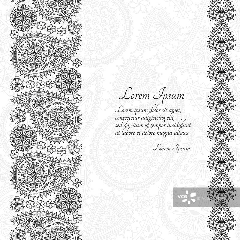 佩斯利花纹贺卡或模板图片素材