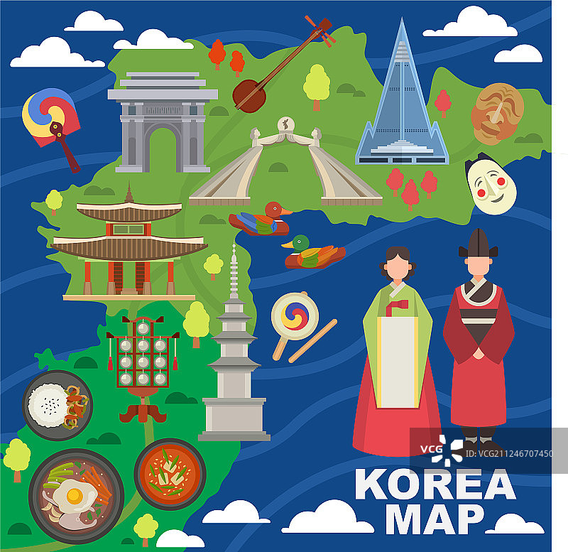 韩国地图韩文文化图片素材