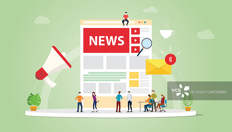 团队人员与网站新闻更新概念图片素材