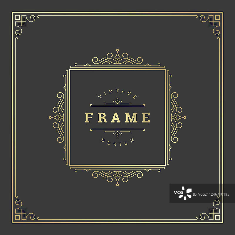 复古花纹装饰涡旋线条框架图片素材