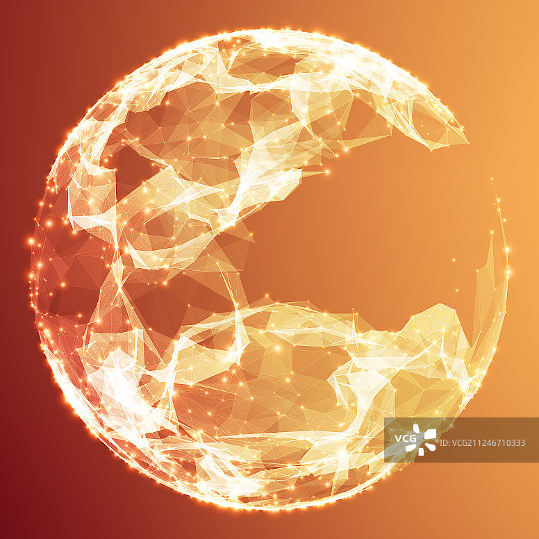 抽象的橙色破碎球体图片素材