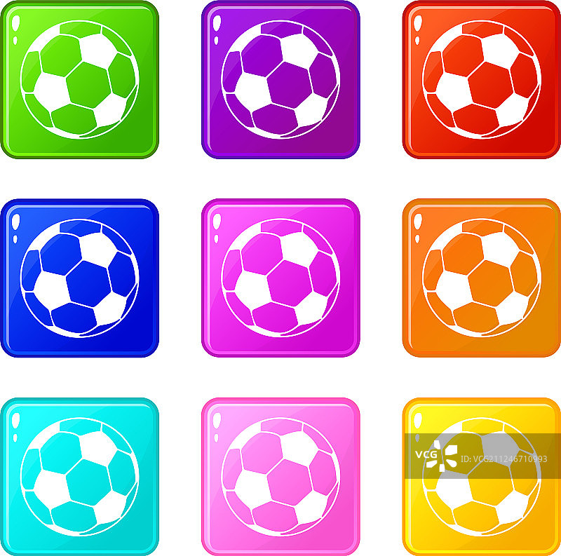 9种颜色足球图标集合图片素材