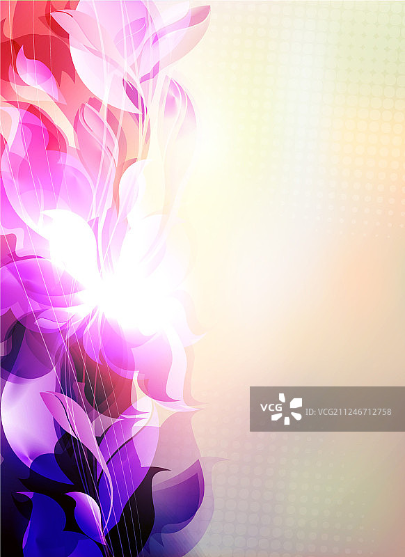 具有抽象叶子的彩色斑驳灯光设计图片素材