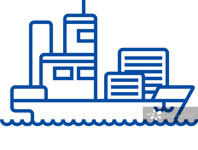 船舶货运集装箱线条图标概念图片素材