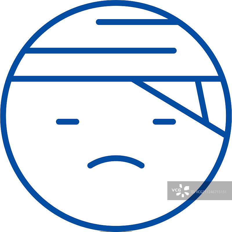 生病表情符号线性图标概念图片素材