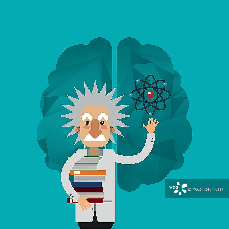 阿尔伯特·爱因斯坦与大脑图标图片素材