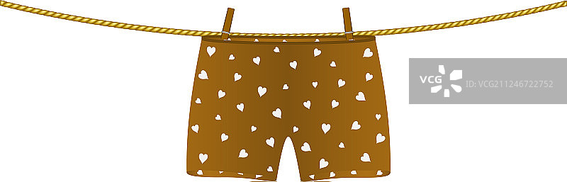 挂在绳子上的白色爱心男士平角短裤图片素材