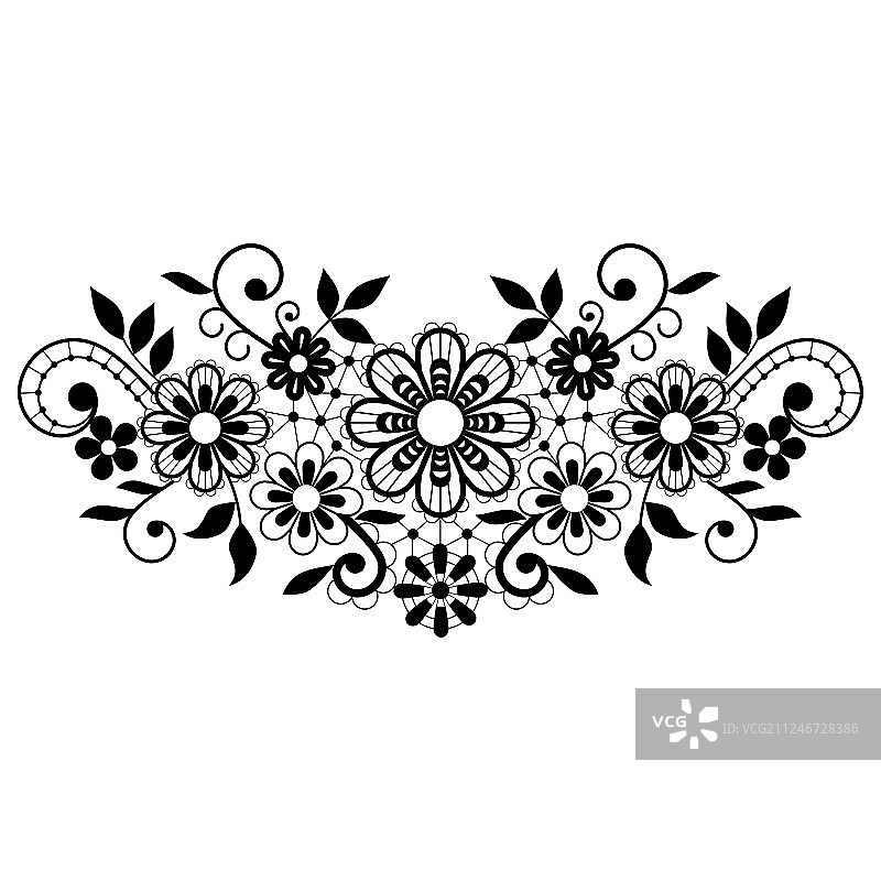 复古黑色蕾丝单设计装饰图片素材