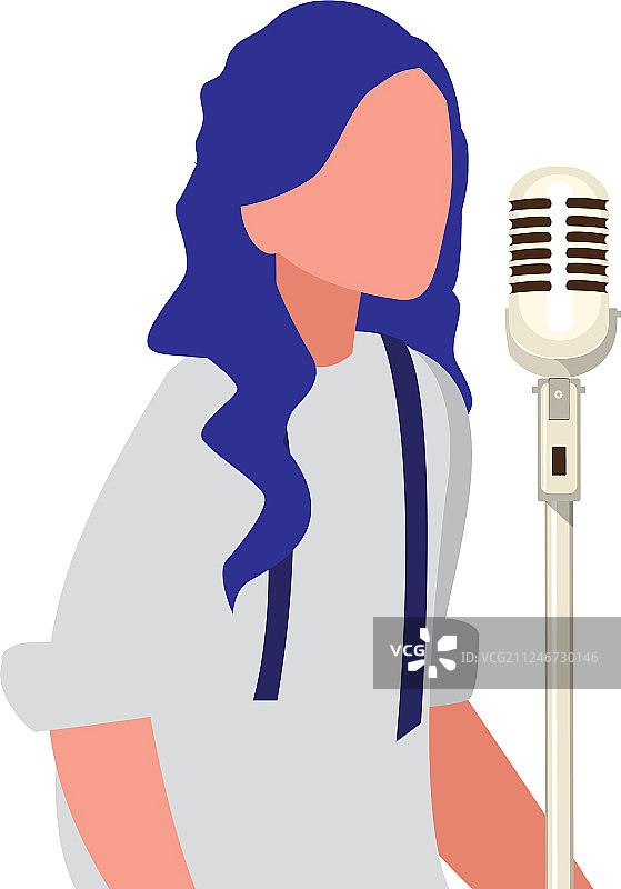 拿着麦克风的女歌手角色图片素材