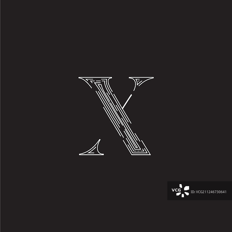 字体集中优雅的虚线字符图片素材