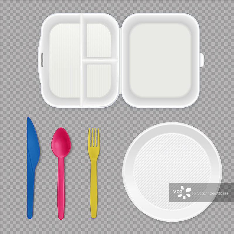 一次性透明餐具套装图片素材