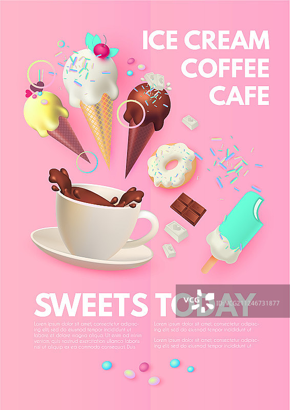 咖啡甜点冰淇淋广告设计模板图片素材