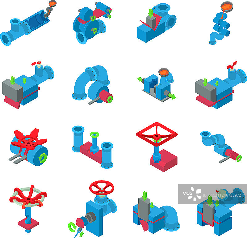 管道图标2.5D风格合集图片素材