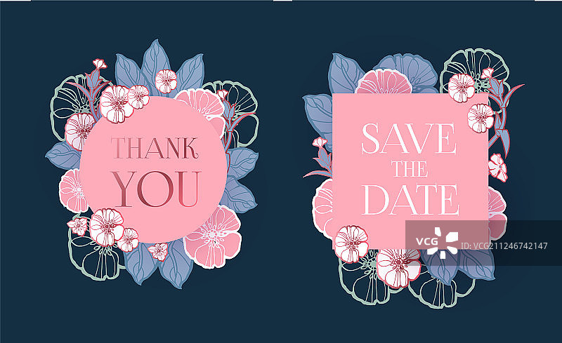 花朵卡片或封面婚礼周年纪念套装图片素材