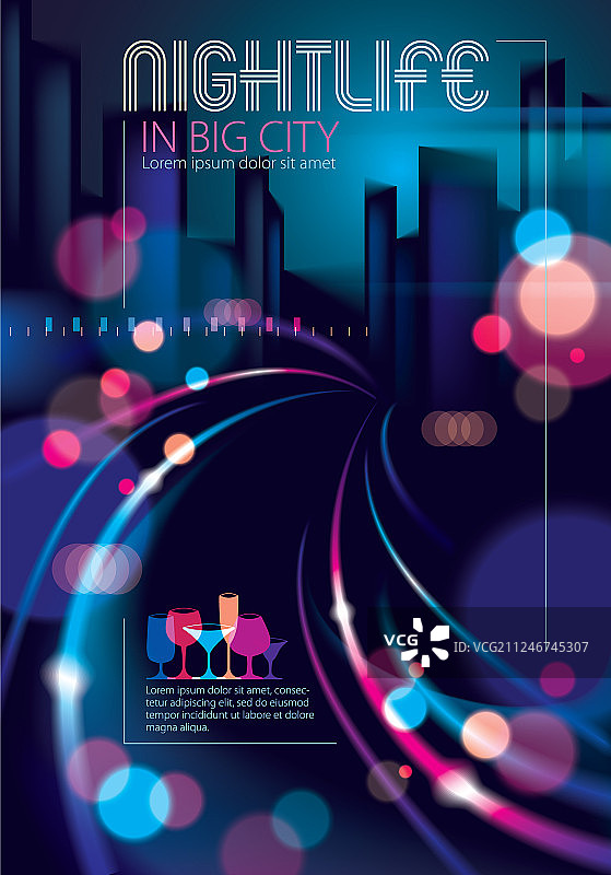 具有模糊灯光散景纹理的夜景城市图片素材