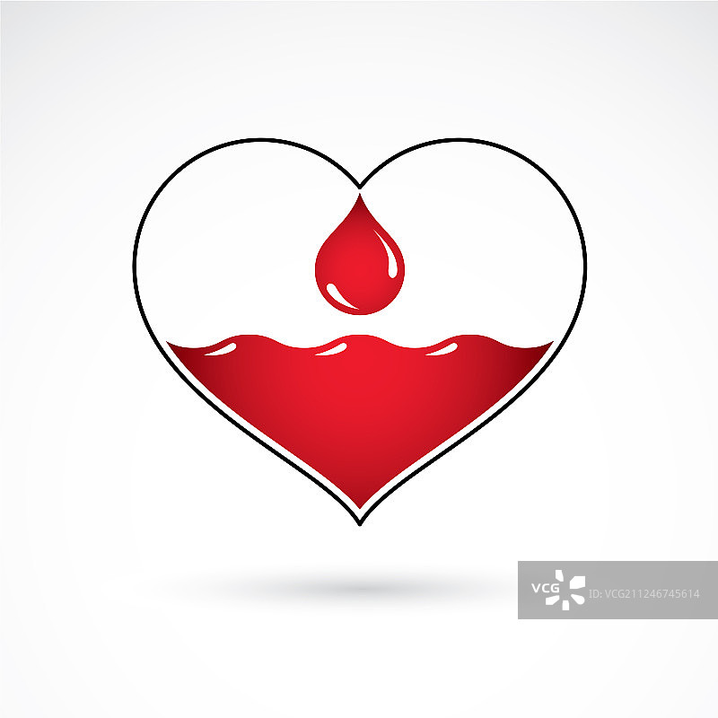 红色爱心与血液循环字样图片素材