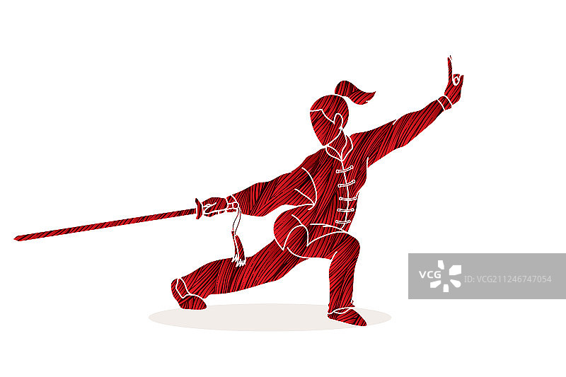 持剑摆功夫姿势的男人图片素材