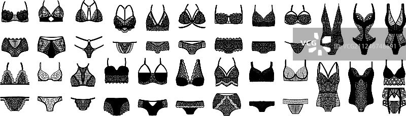 手绘蕾丝内衣素材图片素材