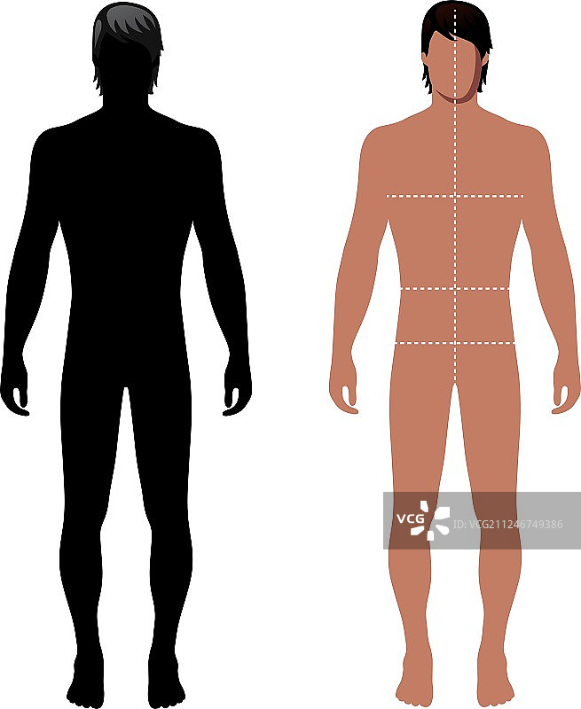时尚男士全身轮廓模板图片素材