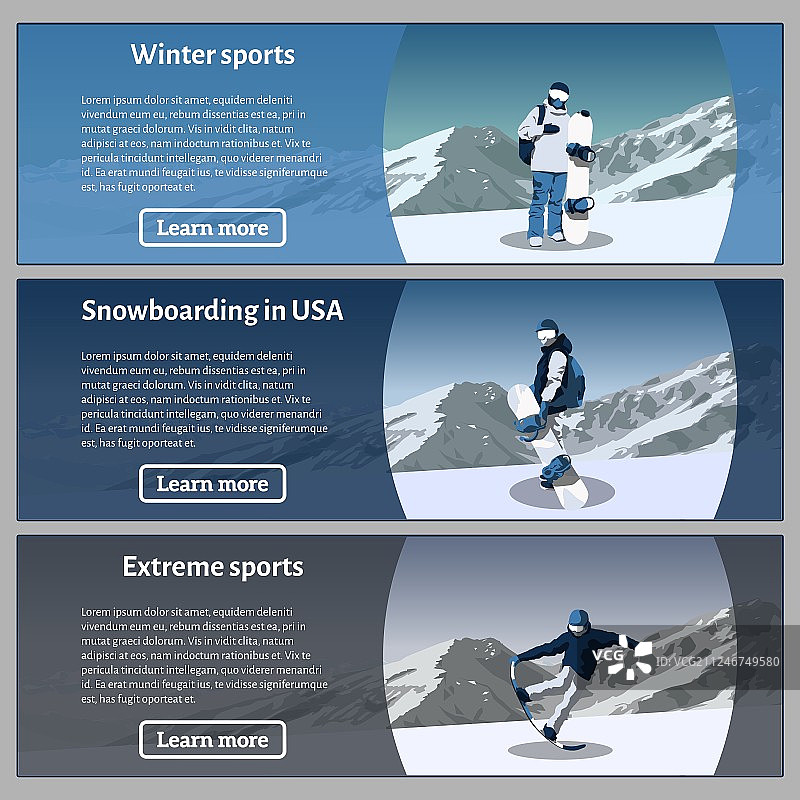 滑雪板主题banner图片素材